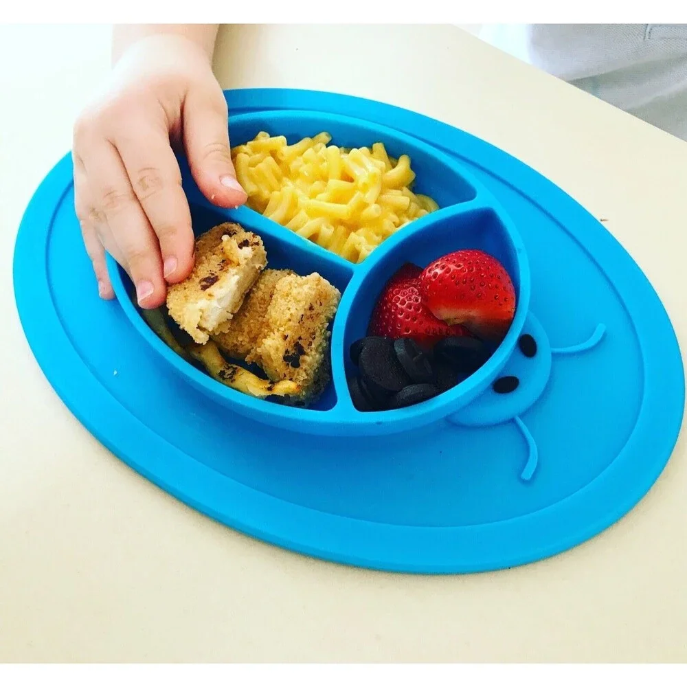 2-Pack Ladybug Silicone Placemat Baby Plate - Cute Suction Feeding Mat, BPA Free